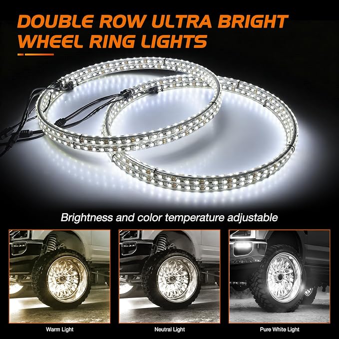 Nilight 4PCS 15.5inch Double Row LED Wheel Ring Lights Pure White - Image 4