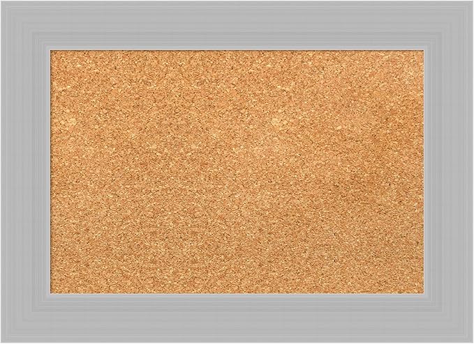 Amanti Art Natural Cork Board for Wall, 16x22 Vision Board with Silver Wood Frame, Small Corkboard Office Decor for Home Organization, Modern Corkboard Pinboard to Display Items for Home Organization