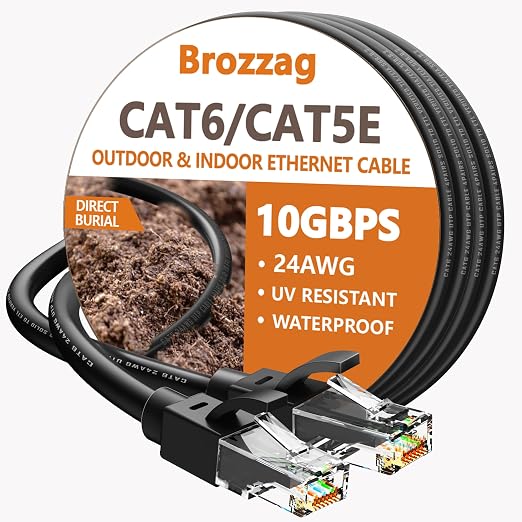 Ethernet Cable 25ft For Cat6/Cat5E, 10Gbps Compatible by Brozzag