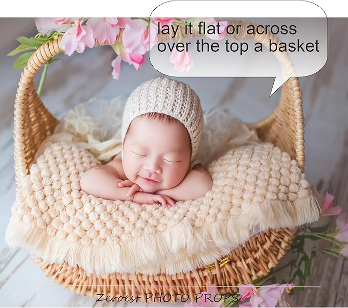 Zeroest Baby Photography Props Basket Braid Wool Wrap Newborn Photo Shoot - Image 4