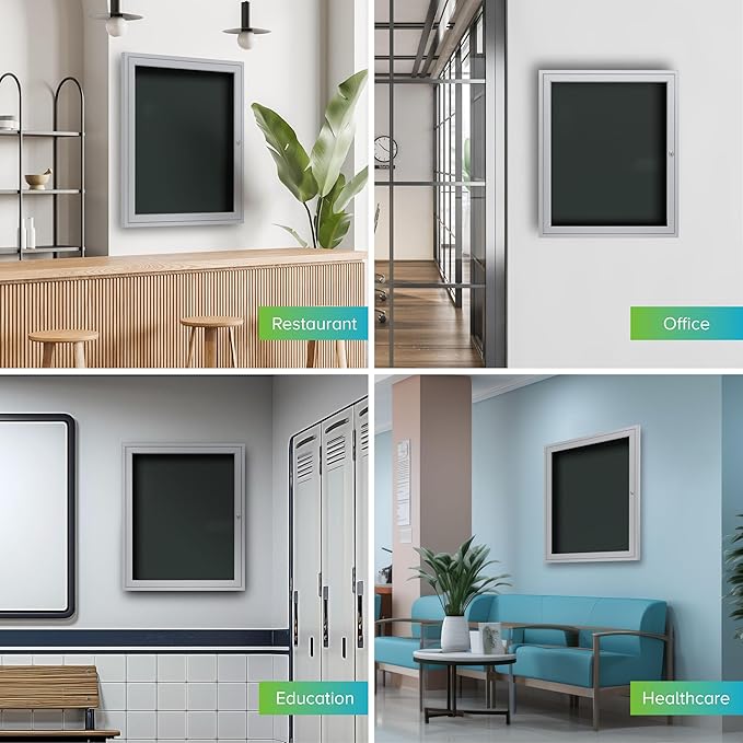 Ghent 36"x36" 1-Door Outdoor Enclosed Vinyl Bulletin Board, Shatter Resistant, with Lock, Satin Aluminum Frame - Ebony (PA13636VX-183), Made in the USA