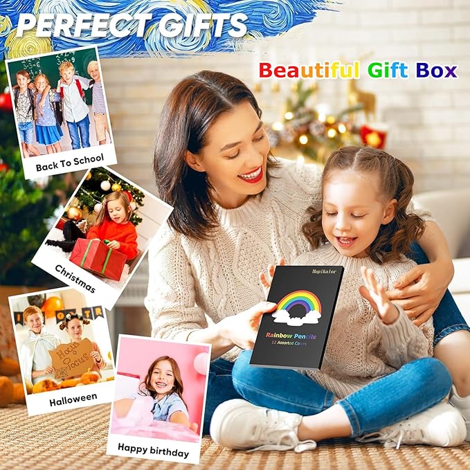 School Supplies for Teachers, 12 Color Rainbow Pencils Colored Pencils for Kid, Drawing School Supplies Fun Art Teen Girl Gifts Trendy Stuff, Art Supplies Stocking Stuffers for Kids