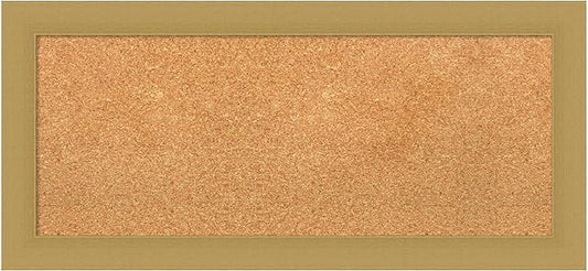 Amanti Art Natural Cork Board for Wall, 16x34 Vision Board with Gold Frame, Medium Corkboard Office Decor for Home Organization, Casual Corkboard Pinboard to display items for home organization