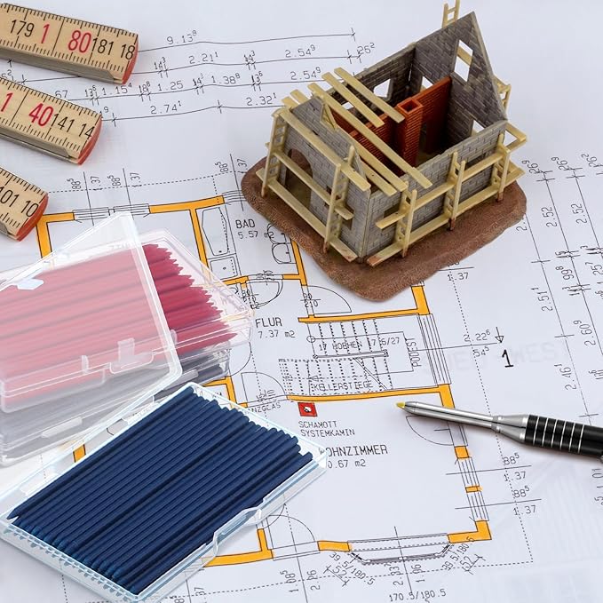 Spakon 300 Pcs 2.8mm Lead Refill Carpenter Construction Pencils Marker Lead Refills Dry Mechanical Woodworking Pencil Tools for Writing Drawing Drafting (Multicolor)