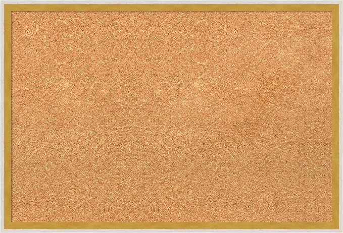 Amanti Art Natural Cork Board for Wall, 17x25 Vision Board with White Frame, Medium Corkboard Office Decor for Home Organization, Modern Corkboard Pinboard to Display Items for Home Organization in