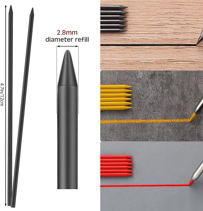 Zhehao 120 Pieces 2.8 mm Carpenter Pencils Refills HB Refill for Construction Pencils Refills Mechanical for Writing Drawing Drafting Woodworking Construction(Black)
