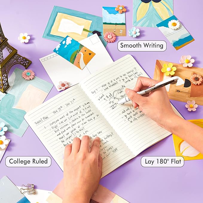 16 Pack Soft Cover Journal Bulk, Feela Lined Notebooks College Ruled for Work for Women Girl Writing, Blank Travel Journal Note Taking Notebook School Business Supplies, 8.2” x 5.5”, A5, Dark Purple