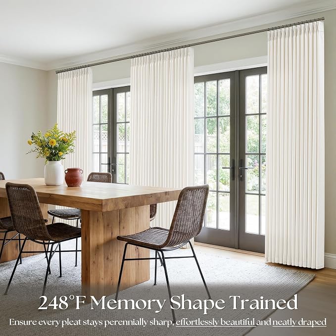 Pinch Pleated Natural Linen Sheer Living Room Curtains 100 Inches Long 4 Panels - Image 7