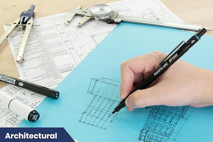 Pacific Arc Chromagraph Metal Mechanical Pencil .5 mm Black Barrel Mechanical Pencil with Built In Lead Pencil Grade Indicator, Lead Pencil Holder for Drafting, Sketching, and Drawing