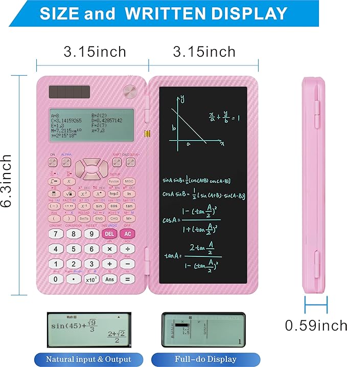 Scientific Calculators for College Students, IPepul Pink Desktop Math Solar Calculator with Notepad,991EX Type-C Rechargeable 552 Functions, School Supplies for Middle High School and Students(Pink)