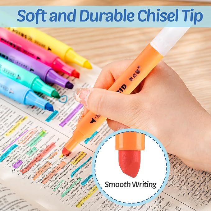 120 Pcs Highlighters Bulk 6 Assorted Colors Chisel Tip Pack Highlighter Set Fluorescent Highlighters Quick Drying Highlighter Markers Pens for School Classroom Office Home