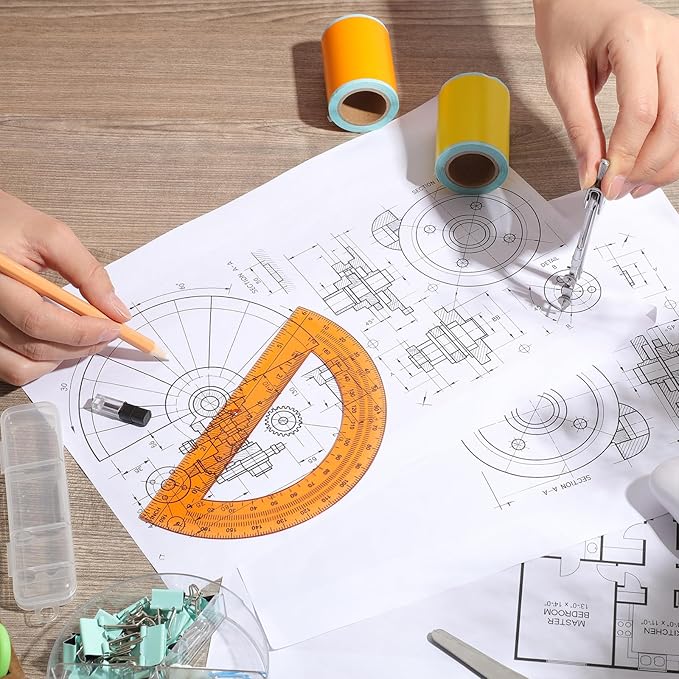 EBOOT Student Geometry Math Set, Drawing Compass and 6 Inch Swing Arm Protractor 180 Degree Math Protractor (Orange)