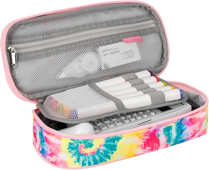 Choco Mocha Tie Dye Pencil Case for Girls, Soft Pencil Case Kids Pencils Pouch for Kindergarten Girls, Pink&Blue