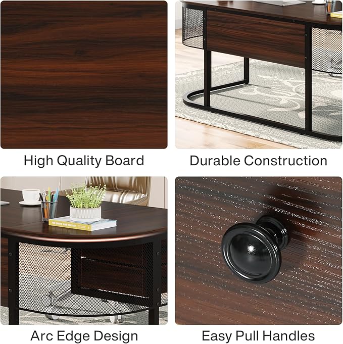 Tribesigns 63-Inch Executive Desk with 4 Drawers, Large Home Office Desk Computer Desk, Business Furniture Desk Workstation for Home Office, Dark Walnut