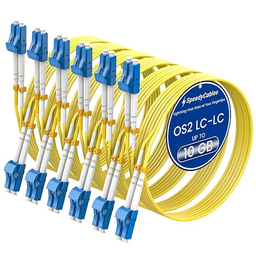 SpeedyCables- OS2 LC to LC Fiber Patch Cable 15m 6-Pack, 1G/10Gb Duplex 9/125um by SpeedyCables