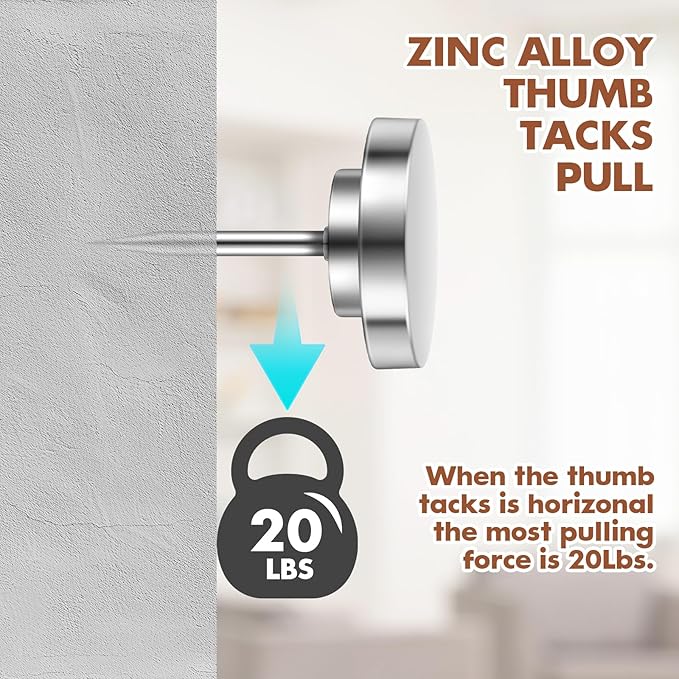 15 Pieces of Silver Tacks, Metal Tacks for Wall, Metal Push Pins, Picture Hanging, Push Pins for Wall Bulletin Board Decorative