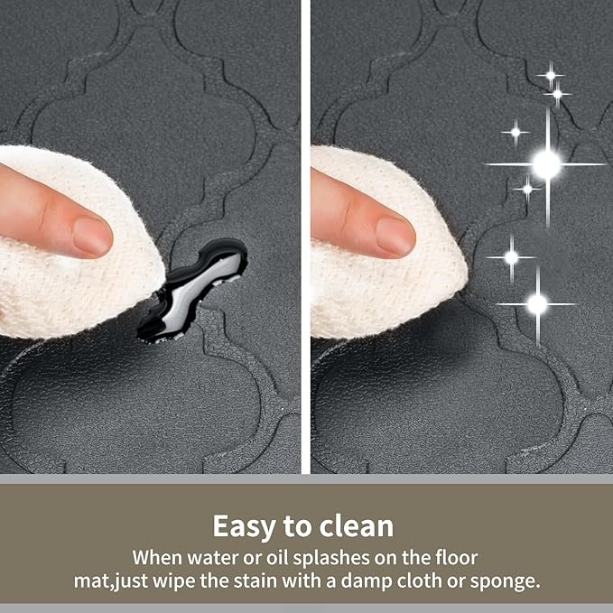 24 x 60 Inch Extra Support Anti Fatigue Comfort Kitchen Mat, Waterproof Long Kitchen Runner, Non-Slip Standing Desk Mat, Commercial Pads for Offices, Home, Garages (Barcelona Grey, 24'' x 60'')