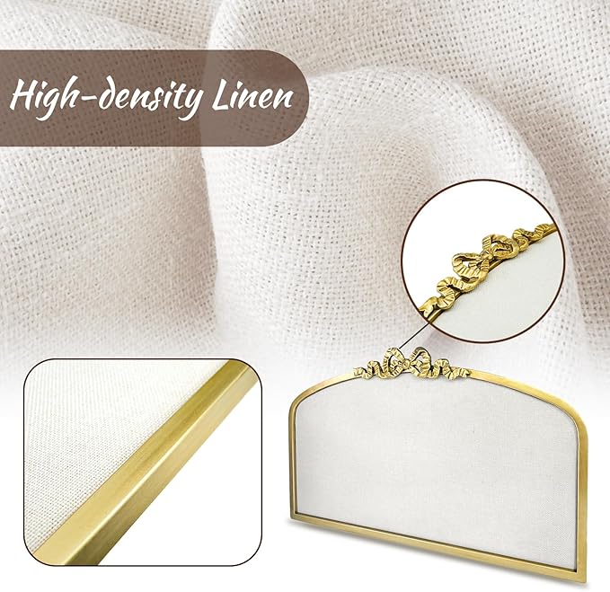 Vintage Arched Linen Cork Board with Gold Bowknot – Decorative Bulletin Board for Walls, Iron Frame Pin Board for Notes, Photos & Reminders, Elegant Vision Board for Home & Office 24"x 15"