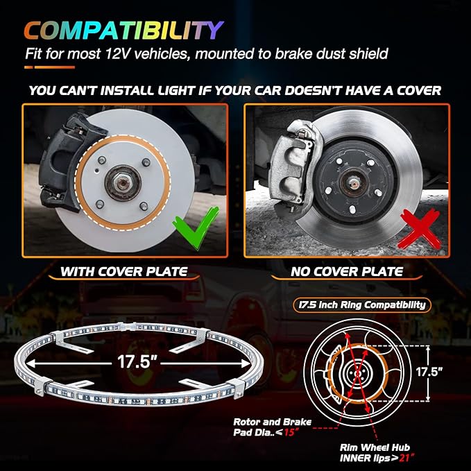 Nilight 4PCS 17.5inch Double Row LED Wheel Ring Lights RGB - Image 5