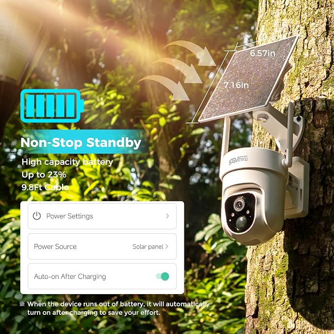 Sovmiku 3CQ4 192GB 2K AI Solar Security Camera Wireless Outdoor, Battery - Image 8
