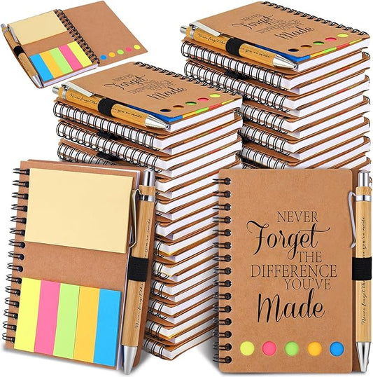 30 Sets Employee Appreciation Gifts Bulk Inspirational Spiral Notebooks with Sticky Notes Motivational Journals Ballpoint Pens Thank You Gifts for Teacher Nurse Coworker (30, Forget)