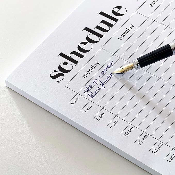 Weekly Schedule Pad, Tear Off Undated Weekly Planner Notepad, A4 Size (8,3" X 11,7"), Premium Thick Paper with Cardboard Back Support, Desk Planner by Hadigu