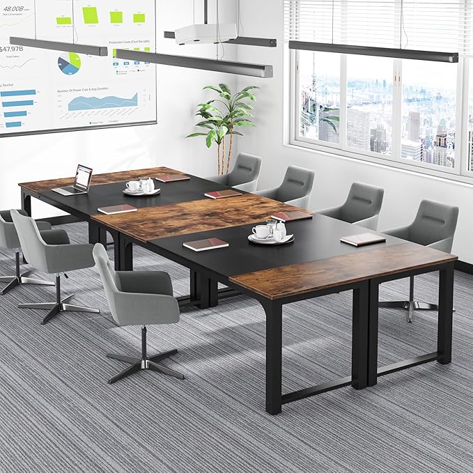 Tribesigns 63” Executive Desk, Large Office Computer Desk with Thicken Frame, Modern Simple Workstation Business Furniture for Home Office, Rustic Brown/Black, 63'' W x 23.6'' D