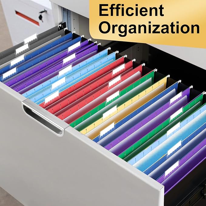 Hanging File Folders, 30 Pack Letter Size Hanging File folders with Tabs, Stay Organized for Your Home and Office Bulk File, Documents and Paper, 10 Colors