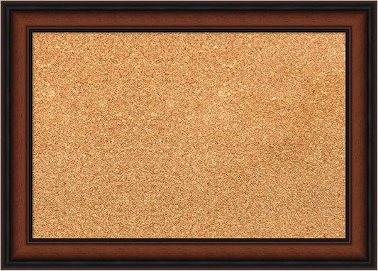 Amanti Art Natural Cork Board for Wall, 15x21 Vision Board with Brown Wood Frame, Small Corkboard Office Decor for Home Organization, Traditional Corkboard Pinboard to Display Items for Home