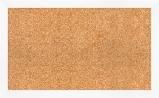 Amanti Art Natural Cork Board for Wall, 25x41 Vision Board with White Frame, Large Corkboard Office Decor for Home Organization, Modern Corkboard Pinboard to Display Items for Home Organization in