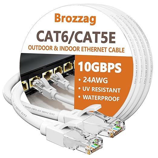 Ethernet Cable 20ft For Cat6/Cat5E, 10Gbps Compatible by Brozzag