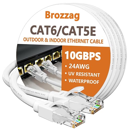 Ethernet Cable 25ft For Cat6/Cat5E, 10Gbps Compatible by Brozzag