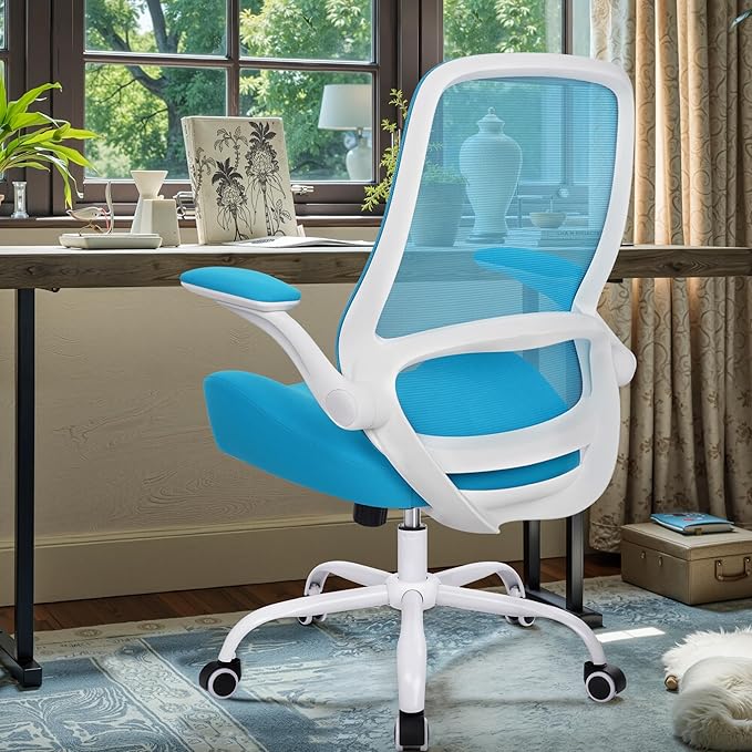 HYLONE Heavy Duty Office Chair, 5" Thickened Seat Ergonomic Desk Chair with Adjustable Armrests, Home Office Computer Chairs for Long Hours Mesh Executive Chair(Blue)