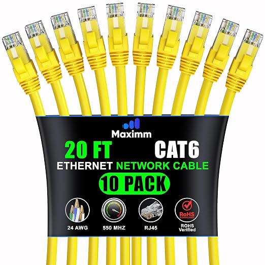 Maximm Cat 6 Ethernet Cable 20 ft by MaximmCable