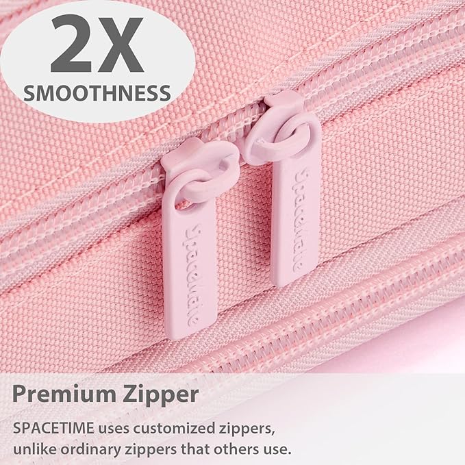 Pencil Case Pouch Box Bag School Supplies Girls Boys Kids, Cute Preppy Stuff Big Capacity Aesthetic Pen Organizer, Back to College Stationary, Pink, Extra Large Style, 2300ml