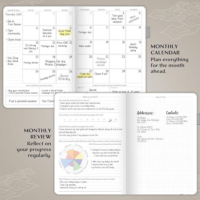 Legend Planner PRO – Deluxe Weekly & Monthly Life Planner to Increase Productivity and Hit Your Goals. Time Management Organizer Notebook – Undated – 7 x 10" Hardcover + Stickers – White