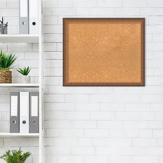 Amanti Art Natural Cork Board for Wall, 20x24 Vision Board with Bronze Frame, Medium Corkboard Office Decor for Home Organization, Modern Corkboard Pinboard to Display Items for Home Organization in