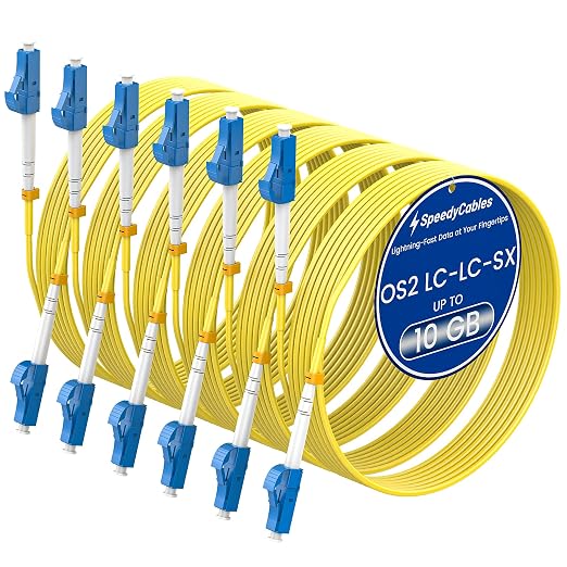 6-Pack OS2 LC to LC Fiber Patch Cable 3m/10ft, 1G/10Gb 9/125um SIMPLEX LC/UPC by SpeedyCables