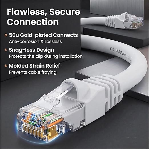 GEARit Cat 6 Ethernet Patch Cables 1 ft White, High Speed 24AWG 10Gbps RJ45 - Image 4