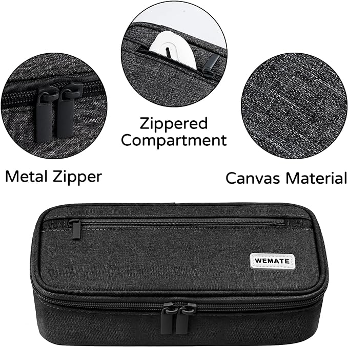 WEMATE Pencil Case, Large Storage Organizer for Stationery, Back - to - School Essential, Teacher Must - have, Big Pencil Pouch, Marker Case School Supplies for College & High School