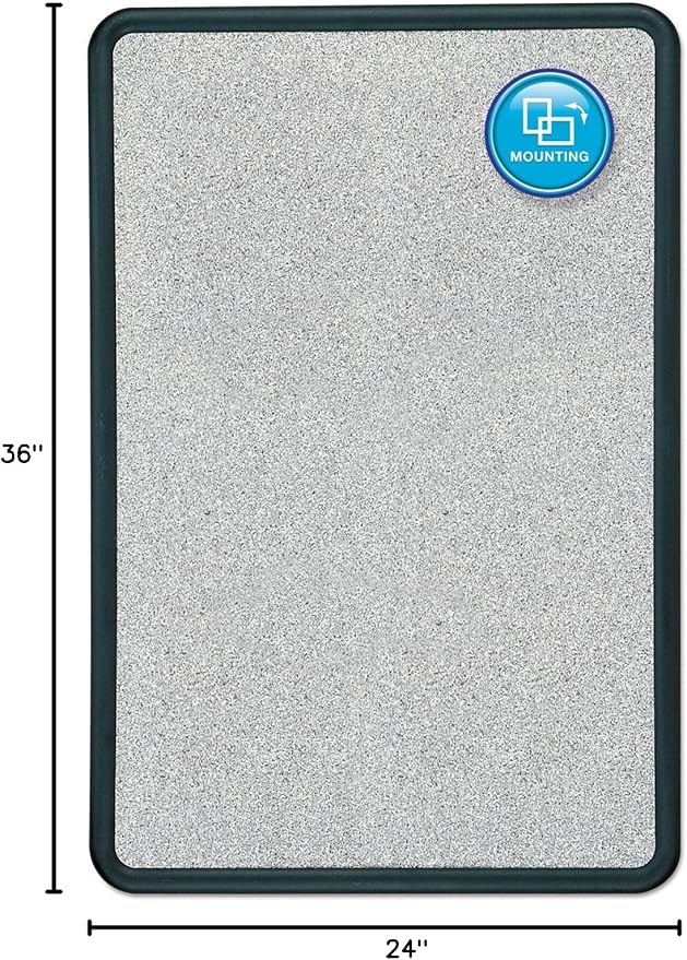 Quartet Bulletin Board, 2 x 3 Feet, Contour, Granite-Colored Surface with Black Plastic Frame (699370)