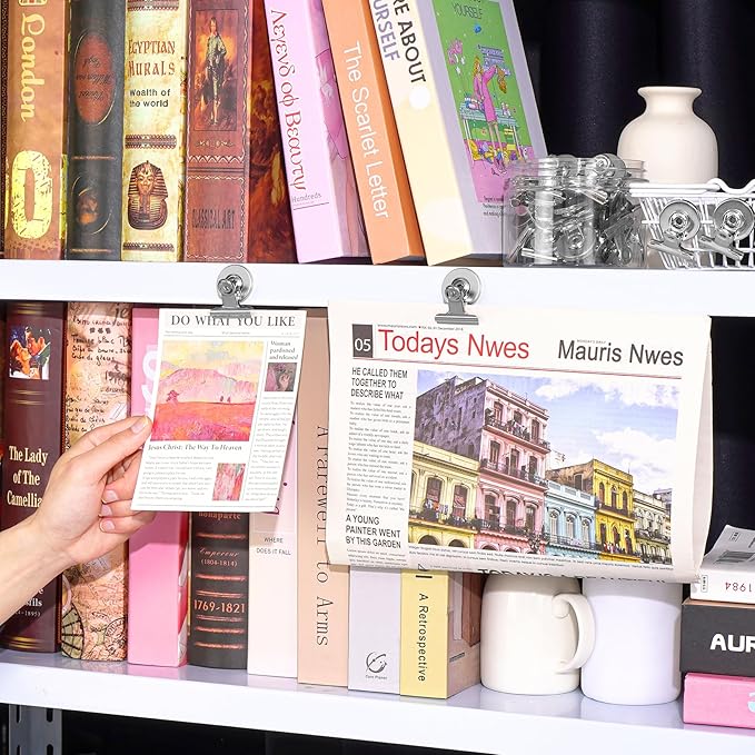 40 Pack Strong Magnetic Clips Heavy Duty, Fridge Magnet Clips, Refrigerator Magnet Clip, Whiteboard Magnets Clip, Non-Scratch Magnets, Locker Magnet for School, Office, Home, Kitchen