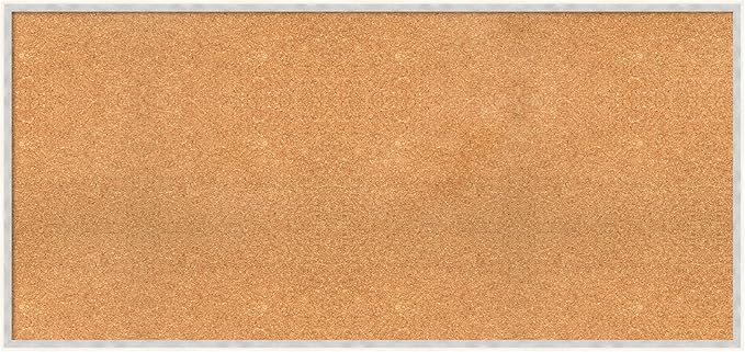 Amanti Art Natural Cork Board for Wall, 25x53 Vision Board with White Frame, Oversize Corkboard Office Decor for Home Organization, Modern Corkboard Pinboard to Display Items for Home Organization in