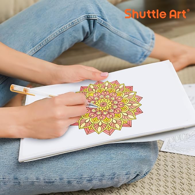 Shuttle Art 50 Pack Metallic Gel Pens, 25 Metallic Gel Pens Set with 25 Refills Perfect for Adult Coloring Books Doodling Drawing Art Markers