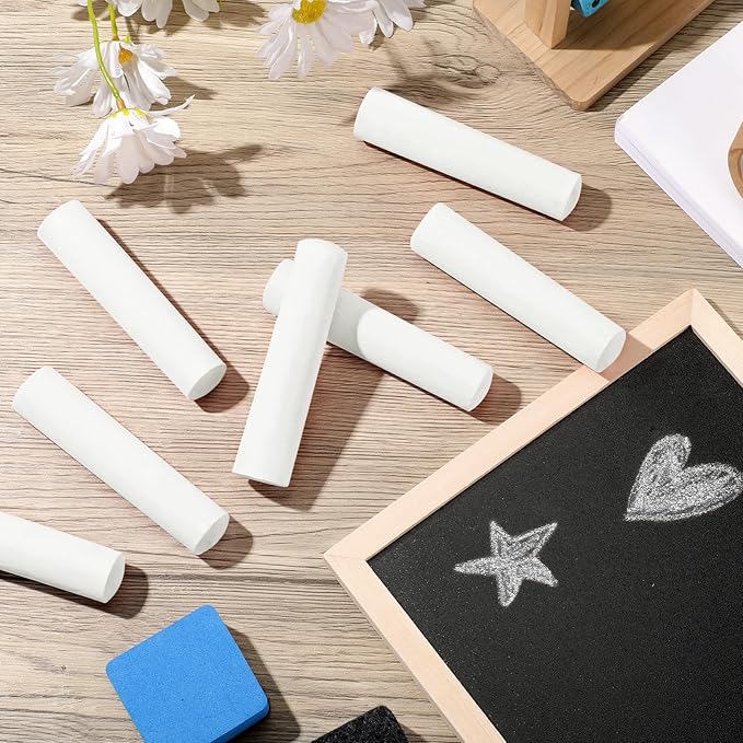 Fulmoon 40 Pcs Jumbo Sidewalk Chalk for Kids Outdoor Art Non Toxic Large Washable Street Chalk for Adults Drawing Painting Classroom(White,Round Style)