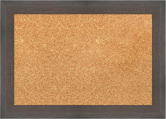 Amanti Art Natural Cork Board for Wall, 15x21 Vision Board with Brown Wood Frame, Small Corkboard Office Decor for Home Organization, Country Rustic Corkboard Pinboard to Display Items for Home