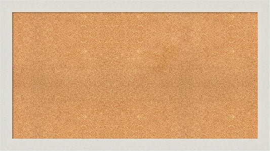 Amanti Art Natural Cork Board for Wall, 25x45 Vision Board with White Frame, Oversize Corkboard Office Decor for Home Organization, Country Rustic Corkboard Pinboard to Display Items for Home
