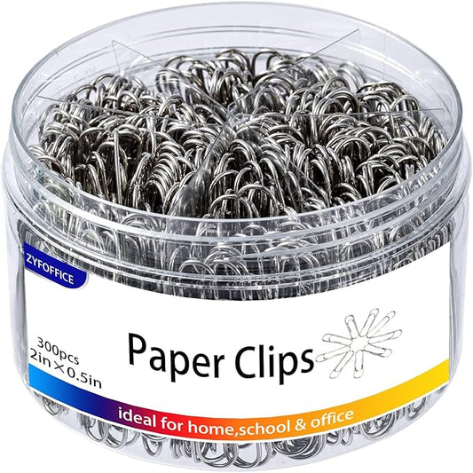 Colored Jumbo Paper Clips, 300pcs 2 Inch (50 mm) Paper Clip Paperclips Colorful Clips for Paperwork Ideal for Home, School and Office Use Colored