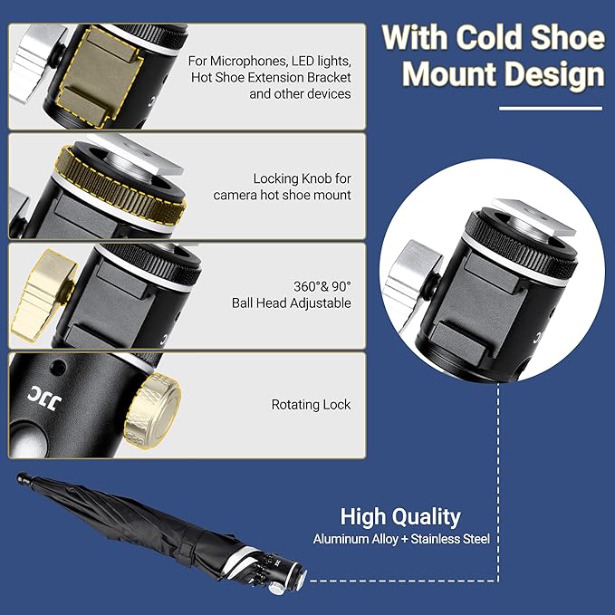 3 Level Height Adjustable Camera Hot Shoe Umbrella, Upgrade Rain Umbrella - Image 2