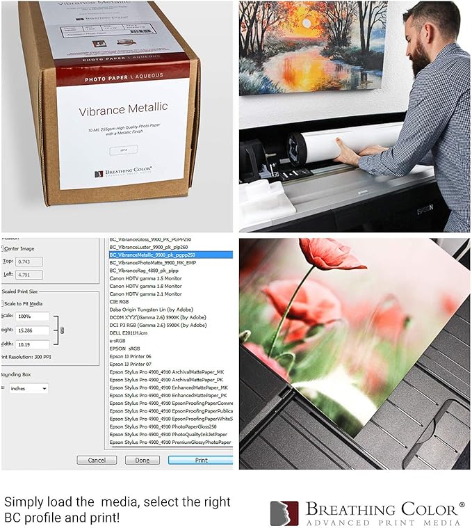 Vibrance Metallic Photo Printer Paper 10 mil 255 gsm Premium Photo Paper Sheets 17 x 22 inches 50 Sheets Works with All Inkjet Printers Including Professional Makes and Models Like Epson Canon HP